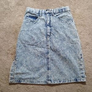 Vintage LA 37 Acid Wash Jean Skirt Womens 7 Denim 80s 90s Light Wash